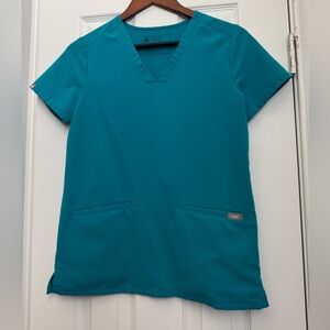 Figs Casma Three-pocket Scrub Top, Teal XXS